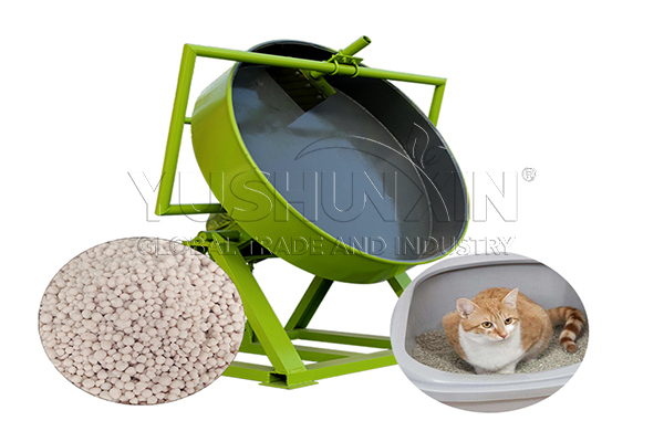 Pan granulator in kitty litter manufacturing